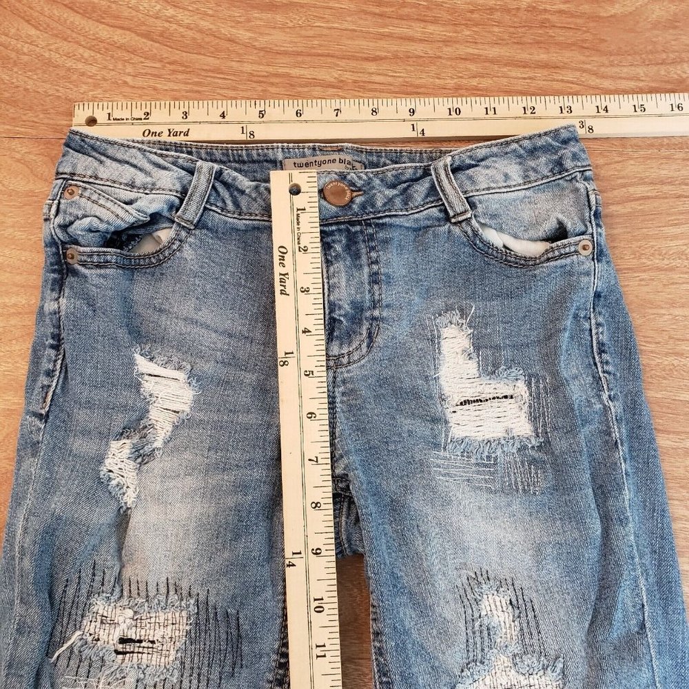 Twenty One Black Rue21 Mid Rise Skinny Flex Jeans Women's 3/4 Regular Blue - Picture 11 of 16